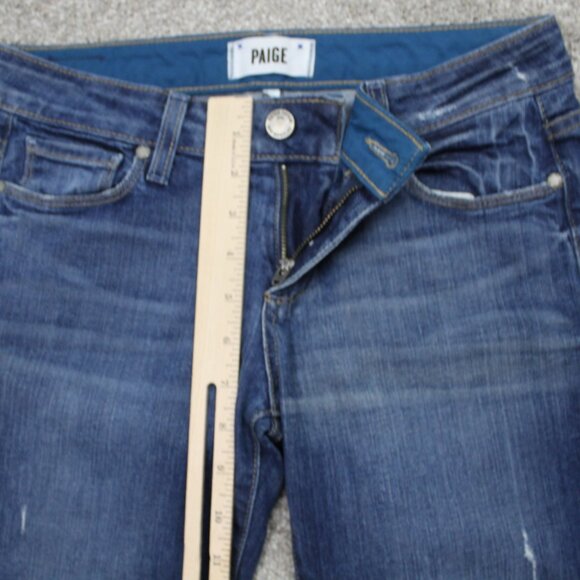 PAIGE Jimmy Jimmy Skinny Jeans Womens 25 Blue Distressed Capris w/ 22" inseam - Picture 8 of 11